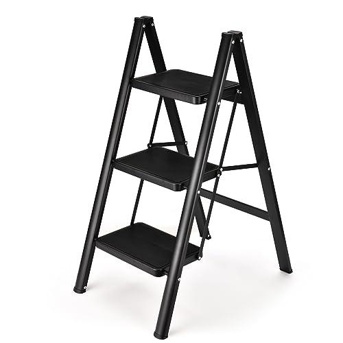 HBTower 脚立 3段 踏み台 鉄素材 折りたたみ おしゃれ 持ち運び便利 ステップ台 梯子 耐...