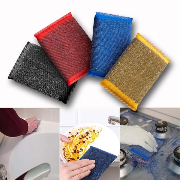 こげとりスポンジ食器洗い ステンレス磨き サビ落としたわしシンクスポンジ鉄鍋用たわし 中華鍋 し4個...