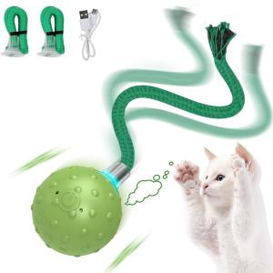 Kitoy 猫ボール 猫用電動おもちゃ 猫のおもちゃ インタラクティブ 自動 モバイルロングテール 模擬鳥の音付き USB充電式｜goodzero