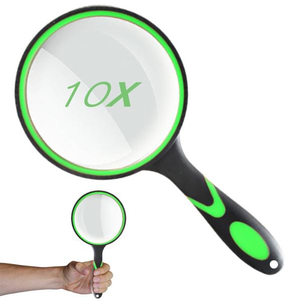 手持ちルーペ ビッグルーペ 拡大鏡 虫眼鏡 レンズ径100mm 高倍率タイプ 10倍拡大 手持ち読書...