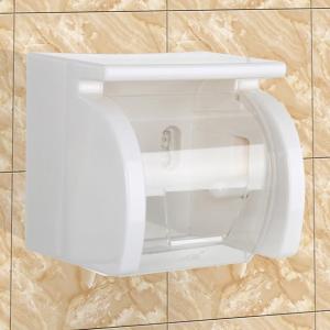 トイレットペーパーホルダー 吸盤方式 壁傷つけない 置物トレイ付き 防水 樹脂製 簡単設置 ホワイト 白｜goodzero