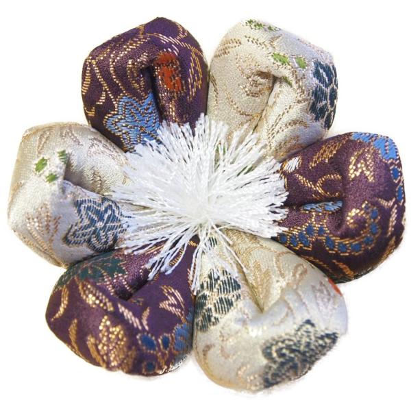りん布団 リン布団 おりん用布団 おりん布団 花型 葵小花 (6号 直径18cm, 葵三丁 濃紫)
