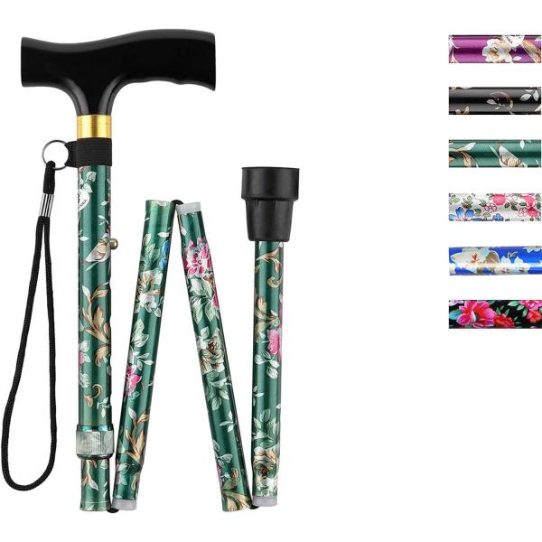 杖 女性用 つえ 折りたたみ杖 軽量 折り畳み杖 介護 杖 ステッキ おしゃれ 花柄 5段階調節 伸...