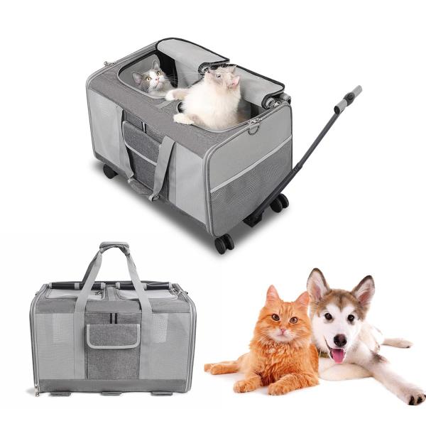 Aikenn 猫 キャリー 2匹用 キャリーバッグ 折りたたみ 通気性 耐久性 リュック 軽量 持ち...