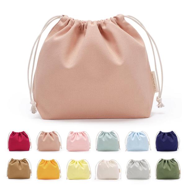 巾着袋 小 大 無地 巾着 おしゃれ かわいい 【21色展開・赤白橡】 帆布 きんちゃく袋 大きい ...