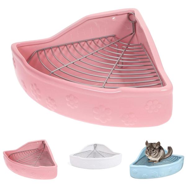 うさぎ トイレ 陶器 カワイ 飼育ケージ内装 三角 兎 トイレ かわいい 3色 ウサギ トイレ 固定...