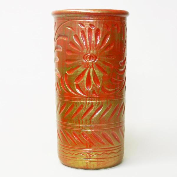 【イタリア製 マヨリカ焼き 傘立て】ゴールド＆レッド / Ф23×H45cm / 22-96397T