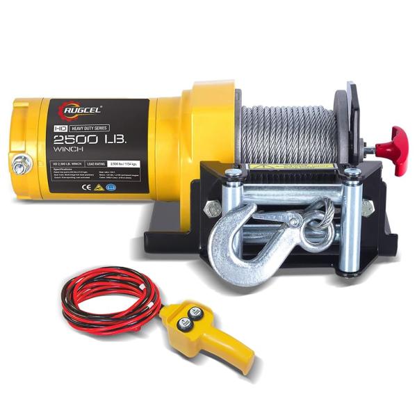 RUGCEL 電動ウインチ 牽引 12V 2500LBS（1134kg） 防水仕様
