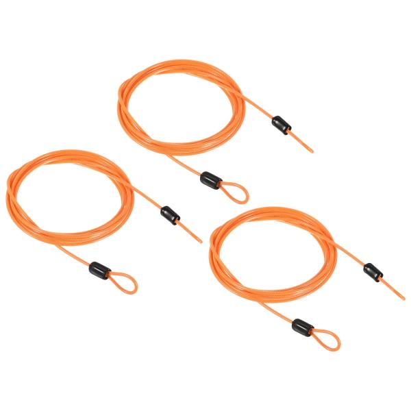 PATIKIL 安全ケーブル 荷物ロックワイヤー スチールコード 2.5mm x 2m 3本 コーテ...