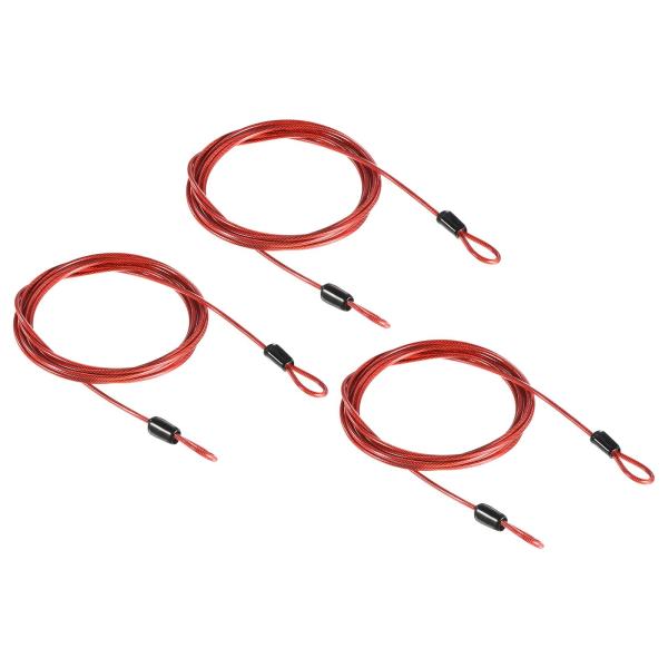 PATIKIL 安全ケーブル 荷物ロックワイヤー スチールコード 2.5mm x 2m 3本 コーテ...