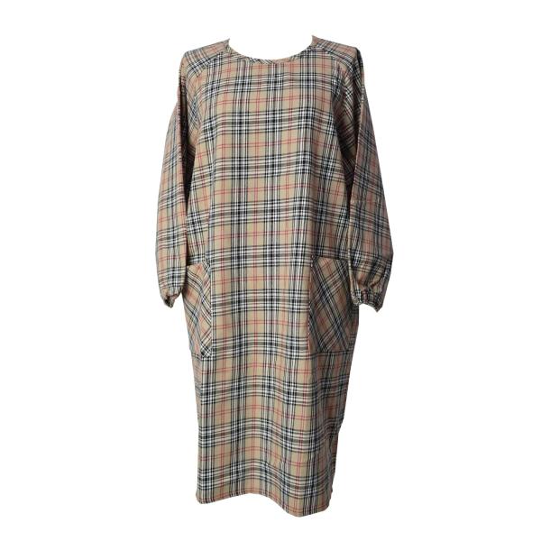 [ベリーベリー] 割烹着 日本製 タータン チェック 大人用 コットン グリーン×レッド