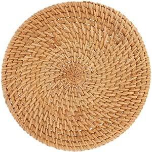 鍋敷き籐編 耐熱鍋敷き 丸型 洗える断熱マット ナチュラル ラタン 厚手 職人手編み オーブンシート...
