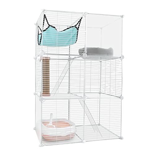 BriSunshine 猫 ケージ 3段 トイレ付き キャットケージ 多頭飼い 耐荷重10kg DI...