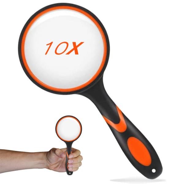 手持ちルーペ 拡大レンズ 拡大鏡 虫眼鏡 レンズ径65mm 高倍率タイプ 10倍拡大 手持ち読書拡大...