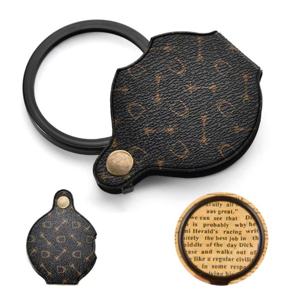 LOYELEY ポケットルーペ 拡大鏡 3倍 レンズ直径70mm PU革 メガネ おしゃれ 回転収納...