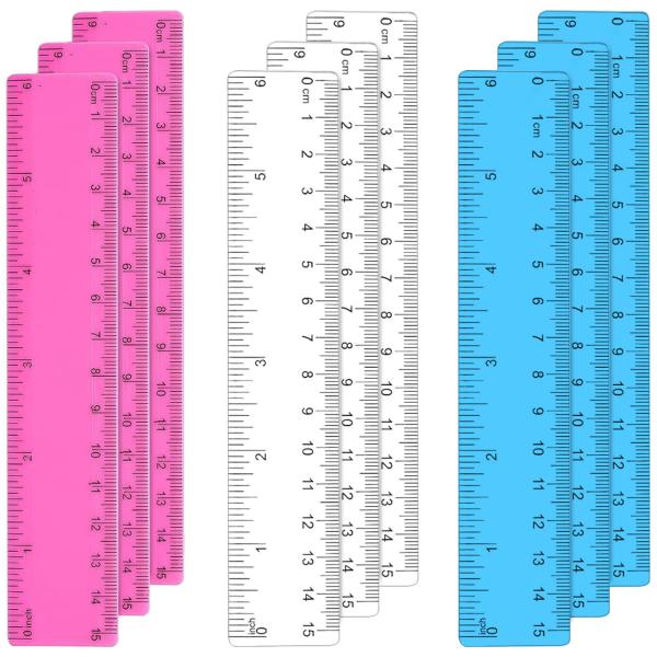 定規 直定規 カラー透明定規 小さな定規 透明 ストレートルーラー15cm 測定ツール 透明 カラフ...