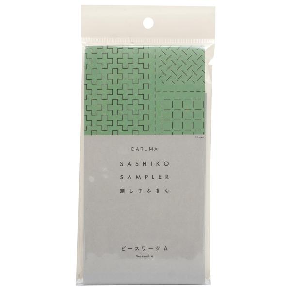 DARUMA 刺し子ふきん 一目刺し 白 No.1168 ピースワークA 出来上がりサイズ:約34c...