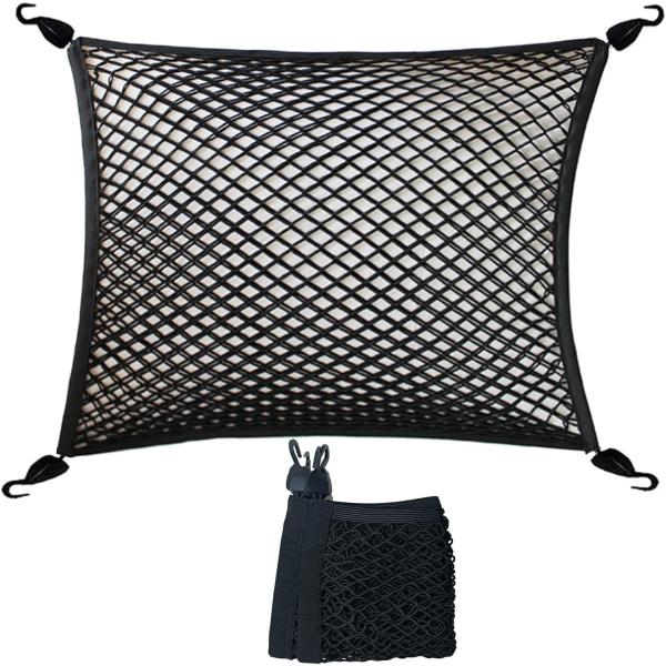 車用２層式ラゲージネット 全体ゴム製 ２重式 ラゲッジ カーゴ トランク収納 (60cm×80cm)...