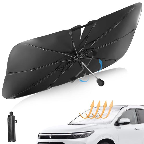 車用サンシェード 車用パラソル 折り畳み式 傘型 車 フロント 遮光フロントシェード 車用傘式サンシ...