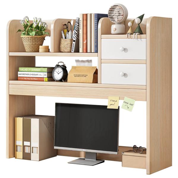 skisopet 机上ラック デスク上置棚 2段 卓上ラック 机上台 収納ラック 机上本棚 収納棚 ...