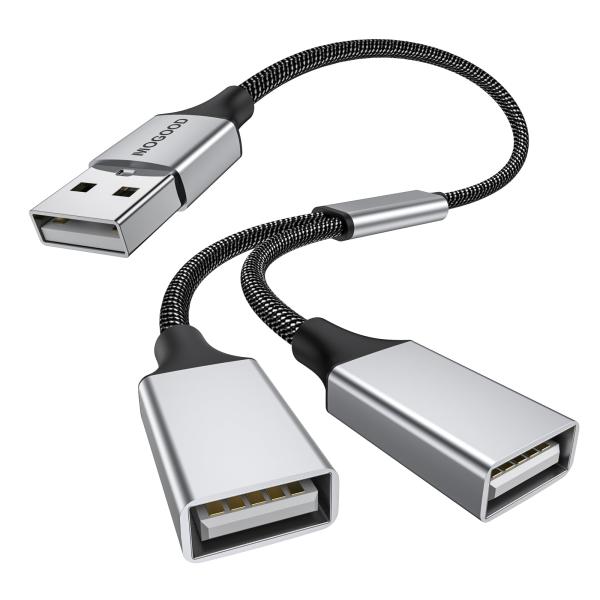 MOGOOD USB2.0 分岐器 1 入力 2 出力 2 ポート USB 拡張アダプタ 充電 &amp; ...