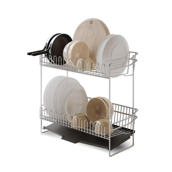 ANDWINT 水切りラック ステンレス鋼 水切りカゴ スリム 大容量 二段式 幅40×奥行21×高...