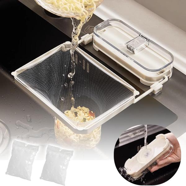 三角コーナー 水切りネット の キッチンドレイン 三角コーナーいらず 吸盤 キッチン生ゴミホルダー ...