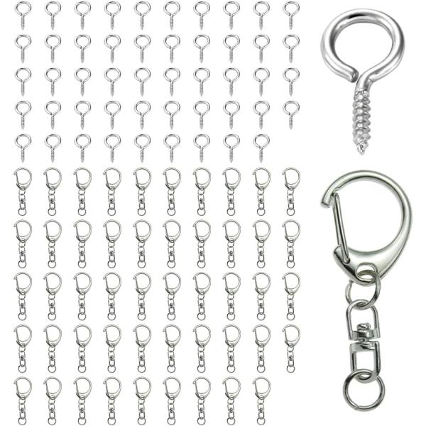 KALOLINNA キーホルダー金具 100個入 ワンタッチ ネジヒートン
