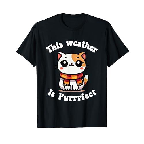 かわいいアニメ猫 秋 パーフェクト キッズ レディース メンズ Tシャツ