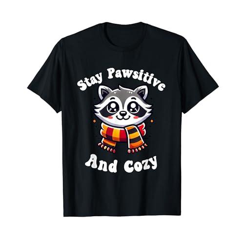 カワイイアニメ アライグマ 秋 ステイ Pawsitive キッズ レディース メンズ Tシャツ
