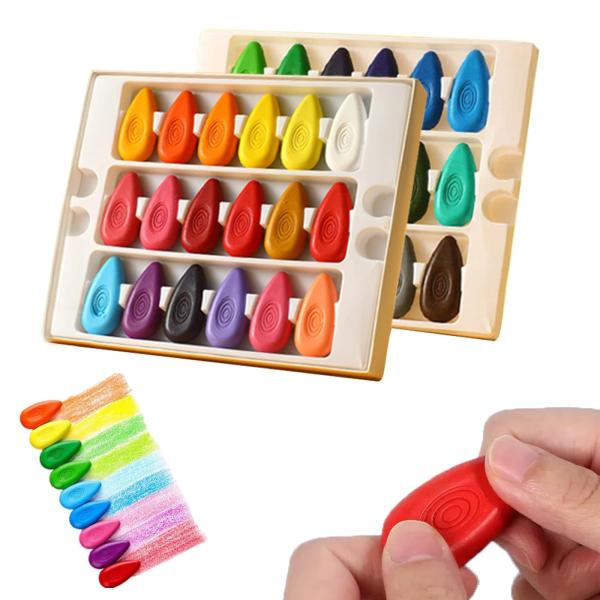 [GreenGee] クレヨン 水滴型 36色 折れにくい 水で落とせる 手が汚れない 無毒 水で落...