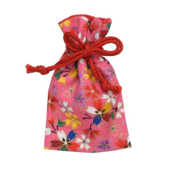 ひらの屋 お守り袋 巾着 パワーストーン 持ち塩 さくら 可愛い 出雲大社 【赤/桃】 (桃)