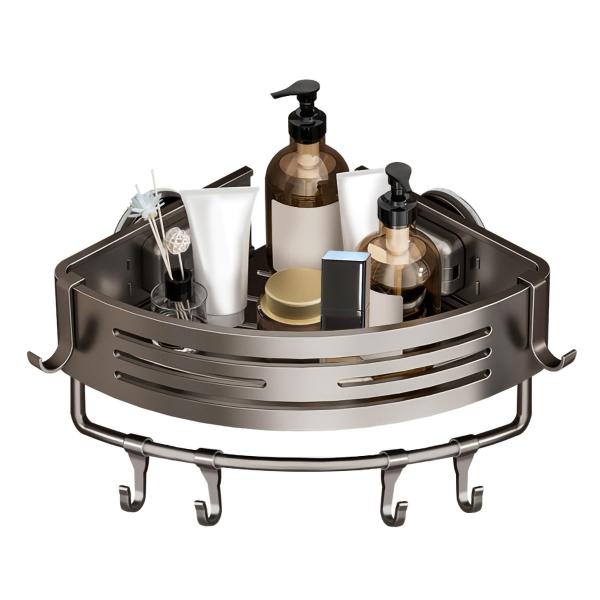 コーナーシャワーラック、吸盤付き浴室シャワーラック収納かご、壁掛け式収納棚、キッチンと浴室シャワーラ...