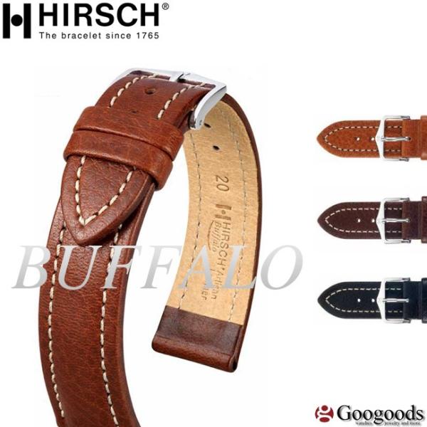 HIRSCH/BUFFALO ヒルシュ/バッファロー 腕時計交換ベルト 18mm/20mm/22mm...