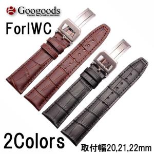 For IWC 幅20/21/22mm 時計バンド レザーベルト LB075A｜googoods