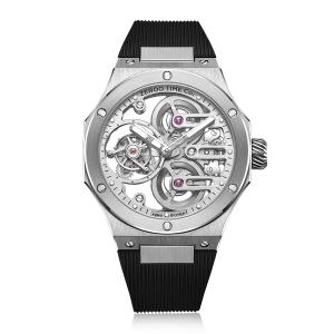 【受注生産】腕時計 フルスケルトントゥールビヨン 機械式 手巻き サファイアガラス メンズ 40代 ケース幅:43mm ZEROO T8 THE ORION 品番:ZT008SWB｜googoods