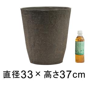 植木鉢 おしゃれ 軽量・合成樹脂製ポット 丸型 33cm 20リットル ウッドブラウン系 鉢カバー｜goopot