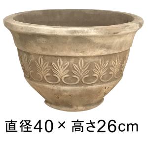 横縞 キューブ型 素焼き鉢 テラコッタ 鉢 特大 43cm〔対角線の長さ60cm