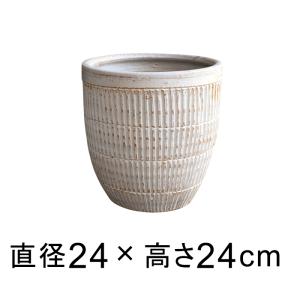 ファイバーセメントポット ホワイト系 ファーンプラントデザイン M