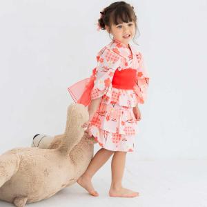 浴衣 ドレス 子供 浴衣セット 女の子 紫 ベ...の詳細画像1