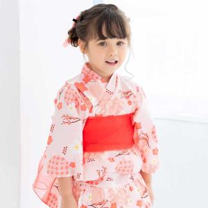 浴衣 ドレス 子供 浴衣セット 女の子 紫 ベ...の詳細画像2