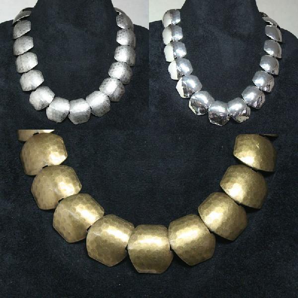 メタル系　ゴージャスチョーカー　ウロコ　鎧風　甲冑【シルバー/マットシルバー/マットゴールド】　fm...