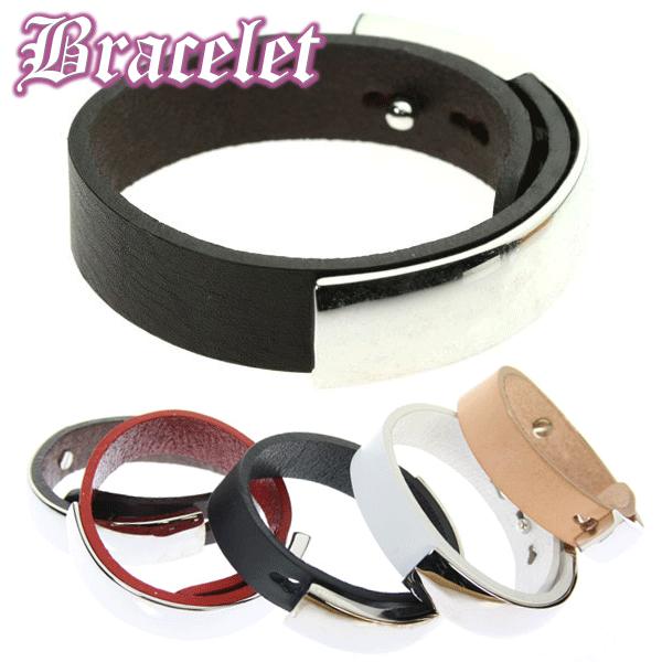 バングル　かっちり　レザー　本革　ブレスレット　５色　（ベージュ/ブラウン/レッド/ブラック/ホワイ...