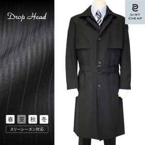 THE SUIT COMPANY ロングコート サイズ　LL　ブラック ロングコート メンズ ブラック ストライプ柄 : メンズスーツ専門