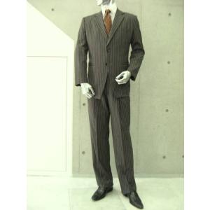 ２ボタンスリーピース スーツ メンズ チャコールグレーストライプ柄 M L LL
