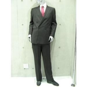 ダブルスーツ メンズ パーティースーツ ドレススーツ ゆったり ブラック/ピンストライプ柄 秋冬春 ...