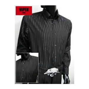 ドゥエボットーニボタンダウンカラードレスシャツ メンズ ブラック 日本製 ラメストライプ柄｜gorgons