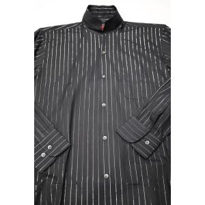 メンズシャツ ドレスシャツ ブラック ストライプ柄