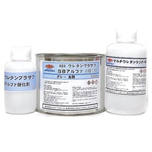 ニッペ nax ウレタンプラサフ ＳＢアルファ （10：1） グレー主剤+硬化剤+シンナー付 ７００...