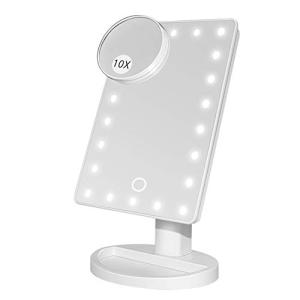 化粧鏡 化粧ミラー 22LEDライト付き 卓上鏡 Led 10倍拡大鏡付き